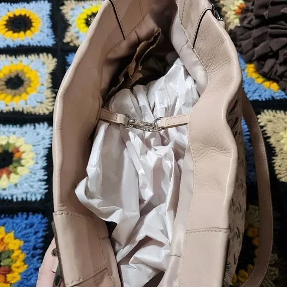 Coach North South Woven Leather Tote Shoulder Bag in Pinkish Leather - Picture 7 of 9